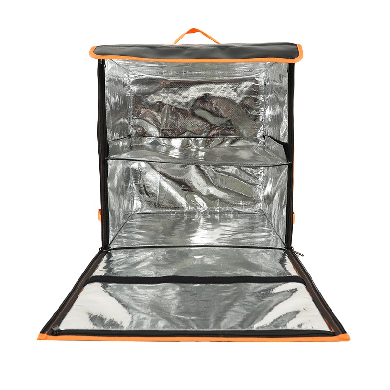 square delivery bag, front-opening insulated bag, large capacity food delivery bag, box-style courier bag, thermal catering delivery bag
