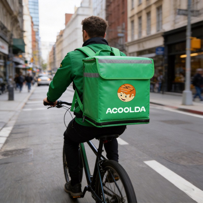 40L insulated food delivery backpack, B-245 delivery bag, slim food delivery backpack, compact courier backpack, restaurant delivery backpack, café delivery bag, bakery delivery backpack, green takeaway backpack, urban food courier bag, thermal deliv